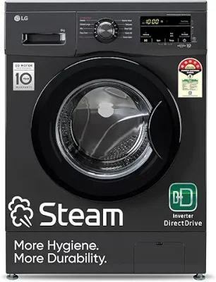 3. LG 8 Kg 5 Star Inverter Direct Drive Touch Panel Fully Automatic Front Load Washing Machine (FHM1408BDM, Steam for Hygiene, In-Built Heater, 6 Motion DD, Middle Black)