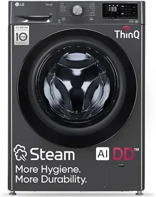 1. LG 9 Kg 5 Star Wi-Fi Inverter AI Direct Drive Fully-Automatic Front Load Washing Machine with In-Built Heater (FHP1209Z5M, 6 Motion DD & Steam for Hygiene Wash, Middle Black)