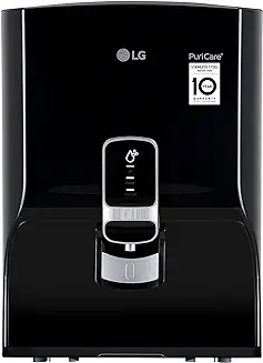 1. LG WW152NP 8L Dual Protection airtight Stainless Steel Tank with Multi Stage RO Filtration, Ever Fresh UV + (in Tank UV) Water Purifier, Filter Change Indicator (Black)