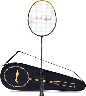 2. Li-Ning G-Force 3600 Superlite Carbon Fibre Strung Badminton Racket (Dark Grey, Gold, G4 - 4 1/2 inches)
