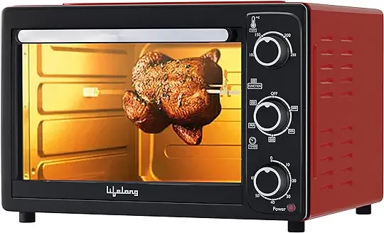 10. Lifelong LLOT27 27 Litres Oven, Toaster & Griller with Illuminated Chamber & Motorized Rotisserie | Crumb Tray | Auto Shut Off, OTG Oven for Baking Cake, Pizza, Grilling and Toasting at Home