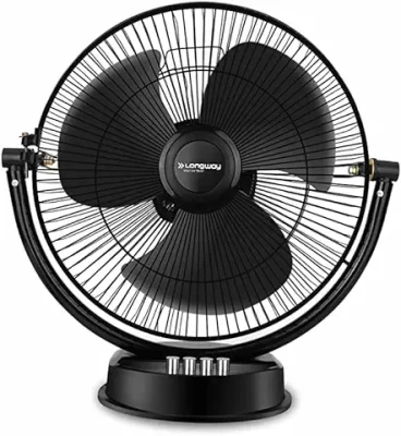 Longway Speedy Black Table Fan, P1 300 mm, Ultra High Speed, 3 Blade, Decorative 5-Star Rated (Black, Pack of 1)