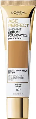 2. L'Oreal Paris Age Perfect Radiant Serum Foundation with SPF 50, Amber Beige, 1 Ounce