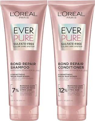 3. L'Oreal Paris Bond Repair Shampoo and Conditioner Set, Strengthens and Repairs Weak Hair Bonds, Sulfate Free & Vegan, EverPure, 1 Hair Care Kit (Packaging May Vary)