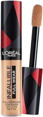 4. L'Oreal Paris Full Coverage Concealer, Waterproof Formula, For Undereye Circles and Blemishes, For Highlighting and Contouring, Infallible, Shade: 312, 10g