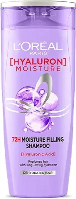 9. L'Oreal Paris Moisture Filling Shampoo, With Hyaluronic Acid, For Dry & Dehydrated Hair, Adds Shine & Bounce, Hyaluron Moisture 72H, 180ml
