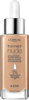 7. L'Oreal Paris True Match Nude Hyaluronic Tinted Serum Foundation with 1% Hyaluronic acid, Medium 4-5, 1 fl. oz.