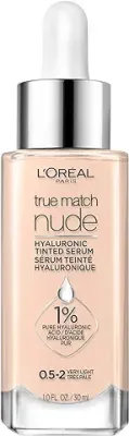 5. L'Oréal Paris True Match Nude Hyaluronic Tinted Serum Foundation with 1% Hyaluronic acid, Very Light 0.5-2, 1 fl. oz.