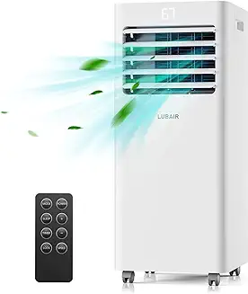 8. LUBAIR 8,000 BTU Portable Air Conditioners, Portable AC Unit with Remote Control for Room up to 300 Sq.Ft, 3-in-1 Room Air Conditioner Work as Dehu & Fan & Cool with 24Hrs Timer Includes Window Kit