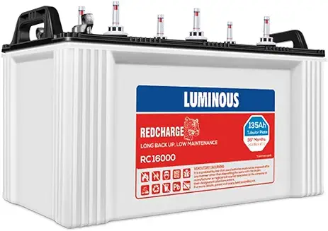 9. Luminous Red Charge RC 16000 135Ah Short Tubular Battery for Home, Office & Shops (Blue & White)