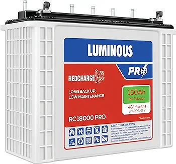 3. Luminous Red Charge RC 18000 PRO 150 Ah/12V Recyclable Tall Tubular Inverter Battery for Home, Office and Shops