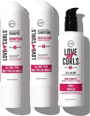 9. LUS Brands Love Ur Curls for Curly Hair, 3-Step System - Shampoo and Conditioner Set with All-in-One Styler - LUS Curls Hair Products - No Crunch, Nonsticky, Clean - 8.5oz each