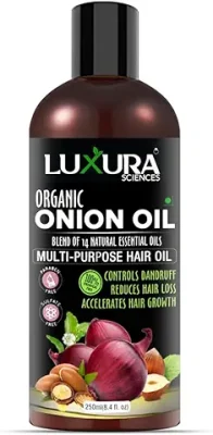 7. Luxura Sciences 250 ML Onion Hair Oil with 14 Essential Oils, Multi-Purpose Hair Growth Oil/Serum For Complete Hair Treatment with Argan, Bhringraj, Hibiscus, Sesame,Amla,Sweet Almond, Olive and more (1)