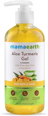 8. Mamaearth Aloe Turmeric Gel From 100% Pure Aloe Vera For Face, Skin & Hair with Turmeric & Vitamin E (300 ML)