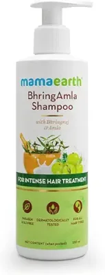 7. Mamaearth BhringAmla Shampoo for dry & frizzy hair with Bhringraj & Amla for Intense Hair Treatment - 250 ml