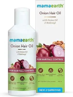 2. Mamaearth Onion Hair Oil for Hair Growth & Hair Fall Control with Redensyl 150ml