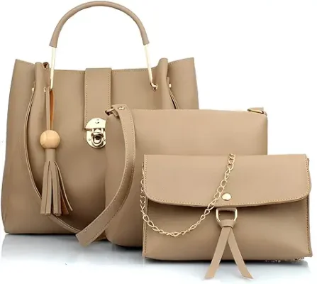 14. Mammon women's beige handbag combo (set of 3)