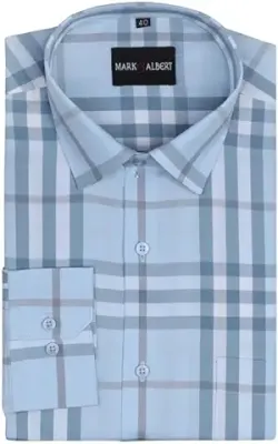 6. MARK & ALBERT Men's Checkered Slim Fit Full Cotton Formal Shirt