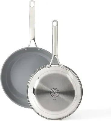 10. Martha Stewart Delaroux Stainless Steel 9.5" & 12" PFAs Free Premium Ceramic Nonstick Fry Pan Set