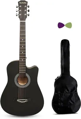 14. Medellin 38” Acoustic Guitar with (free learning course), Matt finish, Picks (Black)