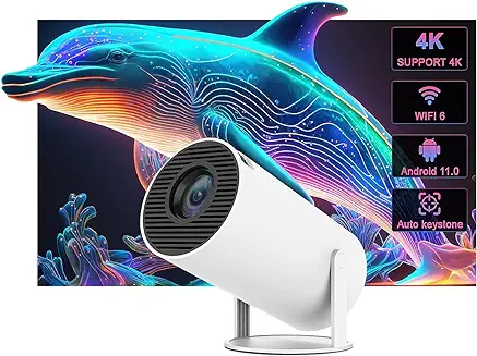 8. MEGAWISE Projector for Home 4K Support 720P Native HD Portable Projector Android 11 YouTube Builtin Apps 5G WiFi Auto Keystone 3500 lumens (350 ANSI) 3 Watt Speaker 176" Screen Compatible 4K TV Stick