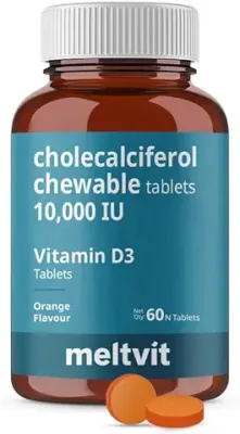 14. MELTVIT Chewable Vitamin D3 10000 IU - Cholecalciferol Vitamin D Supplement for Women & Men | Orange Flavour - 60 Tablets