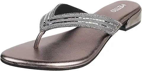 12. Metro Women Synthetic Leather Ehnic Slip-on Sandal