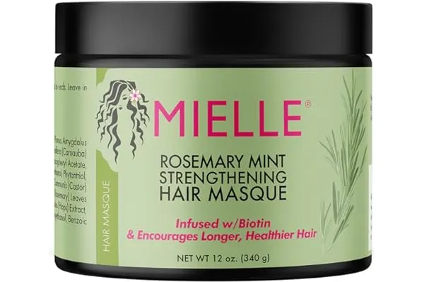 5. Mielle Organics Rosemary Mint Strengthening Hair Masque, Essential Oil & Biotin Deep Treatment, Miracle Repair for Dry, Damaged, & Frizzy Hair, 12 Ounces