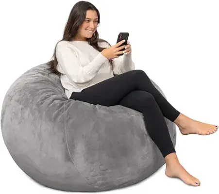 15. Milliard Big Ultra Supportive Stuffed Bean Bag Chair Couch for Adults and Kids Filled with Shredded Foam (Grey)