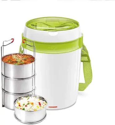 1. MILTON Euroline Futron Stainless Steel Electric Lunch Pack 4 Container, 360 ml, Green