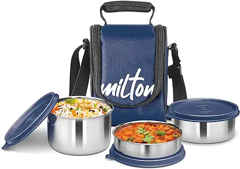 6. Milton Tasty 3 Stainless Steel Lunch Box, Blue