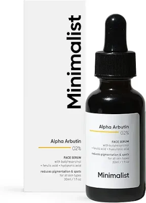 2. Minimalist 2% Alpha Arbutin Serum for Pigmentation & Dark Spots Removal | Anti-pigmentation Face Serum For Men & Women with Hyaluronic Acid to Remove Blemishes, Acne Marks & Tanning | 30 ml