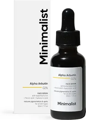 7. Minimalist 2% Alpha Arbutin Serum for Pigmentation & Dark Spots Removal | Anti-pigmentation Face Serum For Men & Women with Hyaluronic Acid to Remove Blemishes, Acne Marks & Tanning | 30 ml