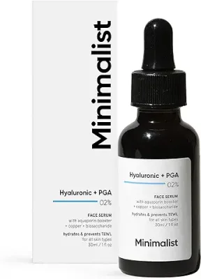 14. Minimalist 2% Hyaluronic Acid + PGA Serum for Intense Hydration, Glowing Skin & Fines Lines | Daily Hydrating Face Serum For Women & Men with Dry, Normal & Oily Skin | 30 ml