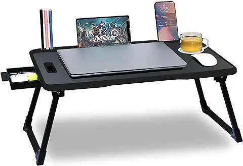 11. Mistri Office Table for Home/Writing Desk for Office/Folding Table for School/Folding Study Table/Work from Home Multipurpose Table (Black Plastic Cotted)