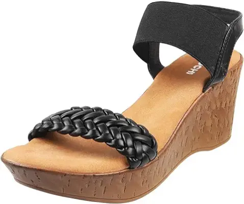 3. Mochi Women Synthetic Leather Wegde Heel Sandal