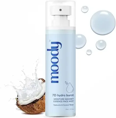 11. Moody 7D Hydro Burst Hydrating Face Mist & Essence Toner with Hyaluronic Acid Vitamin B5 & Rice Water for Hydrated & Plumped Skin