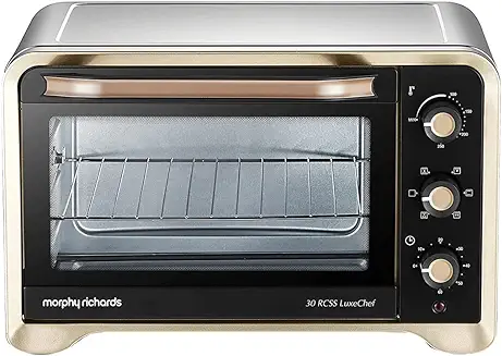 12. Morphy Richards 30RCSS LuxeChef 30 Litre Oven Toaster Griller (30 Litres OTG) with Illuminated Chamber, Stainless Steel & Convection Fan, Baking Oven, 2-Yr Warranty by Brand, Premium Gold & Matt Black
