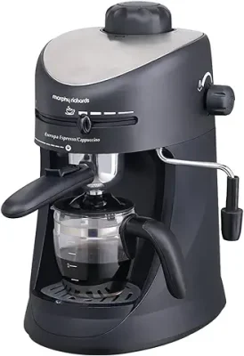 2. Morphy Richards New Europa 800-Watt Espresso and Cappuccino 4-Cup Coffee Maker (Black)