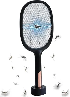 Mr. Mogli Mosquito Racket UV Light - 6 Months Warranty - 1200mAh Lithium-ion Battery - Made in India - ABS Heavy Duty Plastic - Black - Insect Killer - Standing Mosquito Bat - Dual Mode Swatter