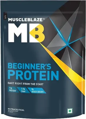 3. MuscleBlaze Beginner's Whey Protein, No Added Sugar, Faster Muscle Recovery & Improved Strength (Chocolate, 500 g / 1.1 lb)