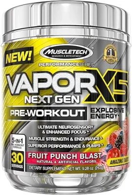 6. MuscleTech Vapor X5, Fruit Punch Blast, 270 g