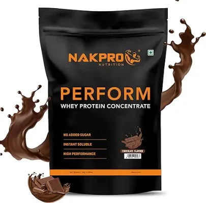 14. NAKPRO Perform Whey Protein Concentrate | 24g Protein, 5.3g BCAA per Serving | Muscle Recovery Workout Drink, Lean Muscle Growth (1 Kg, Chocolate)