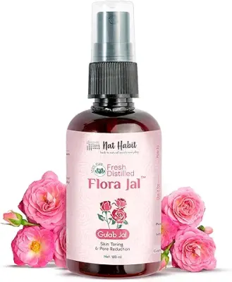 13. Nat Habit - 100% Pure Gulab Jal - Rose Water - Toner, Face-Mist, Astringent & Face Spray - Ayurvedic, Steam-Distilled For Oil-Control, Acne-Control, Skin Hydration (Pack of 1, 100 ml)