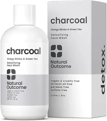 15. Natural Outcome Charcoal Face Wash | Daily Detoxifying Charcoal Cleanser for Acne | Deep Pore Cleanser Hydrates & Purifies Skin with Green Tea, Aloe Vera, & Ginkgo Biloba | For Men & Women | 8 oz