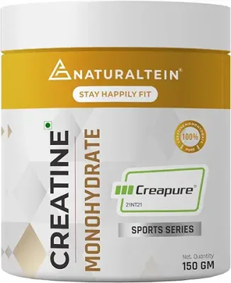12. NATURALTEIN Creatine Monohydrate From Creapure®creatinine Monohydrate For Muscle Size, Strength, Endurance I Unflavoured I Vegan I 150 G, Powder