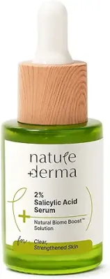 15. Nature Derma 2% Salicylic Acid Serum with Natural Biome-BoostTM| Reduces Acne, Blackheads and Blemishes| Clear, Hydrated, and Strengthened Skin | 30ml | Dermatologically Tested