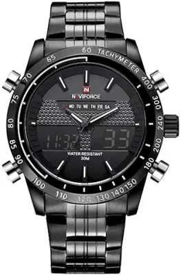 14. NAVIFORCE Analog-Digital Black Dial Men's Watch-NF9024