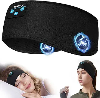 8. Navly Sleep Headphones, 10Hrs Sports Headband with Soft Cozy Earbuds Comfortable, Headphones Headband with Ultra-Thin HD Stereo Speakers Perfect for Workout,Running,Yoga,Travel