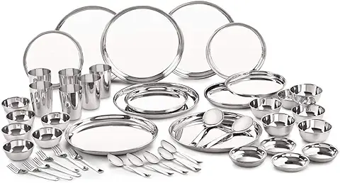 8. Neelam Stainless Steel Premium Dinner Set (Set of 50 Pcs)